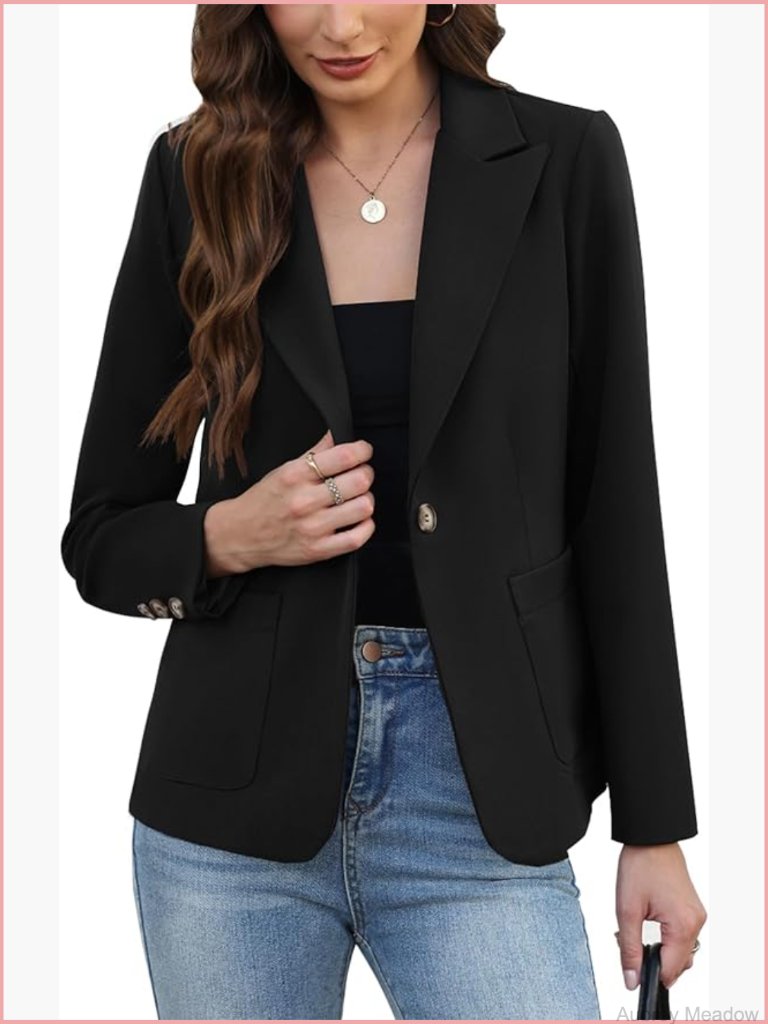 Women's Long Sleeve Solid Suit Blazer With Pockets Open Front Work